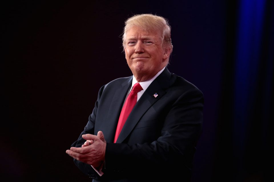 President Donald Trump before speaking at CPAC in 2018